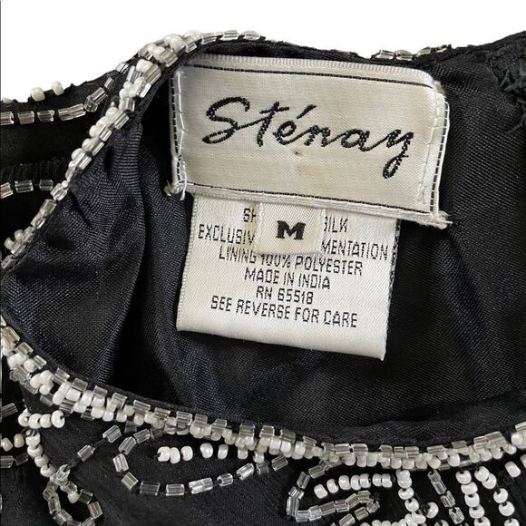 Vintage Stenay Beaded Formal Blouse Black with Clear and White Beads medium - Picture 5 of 5